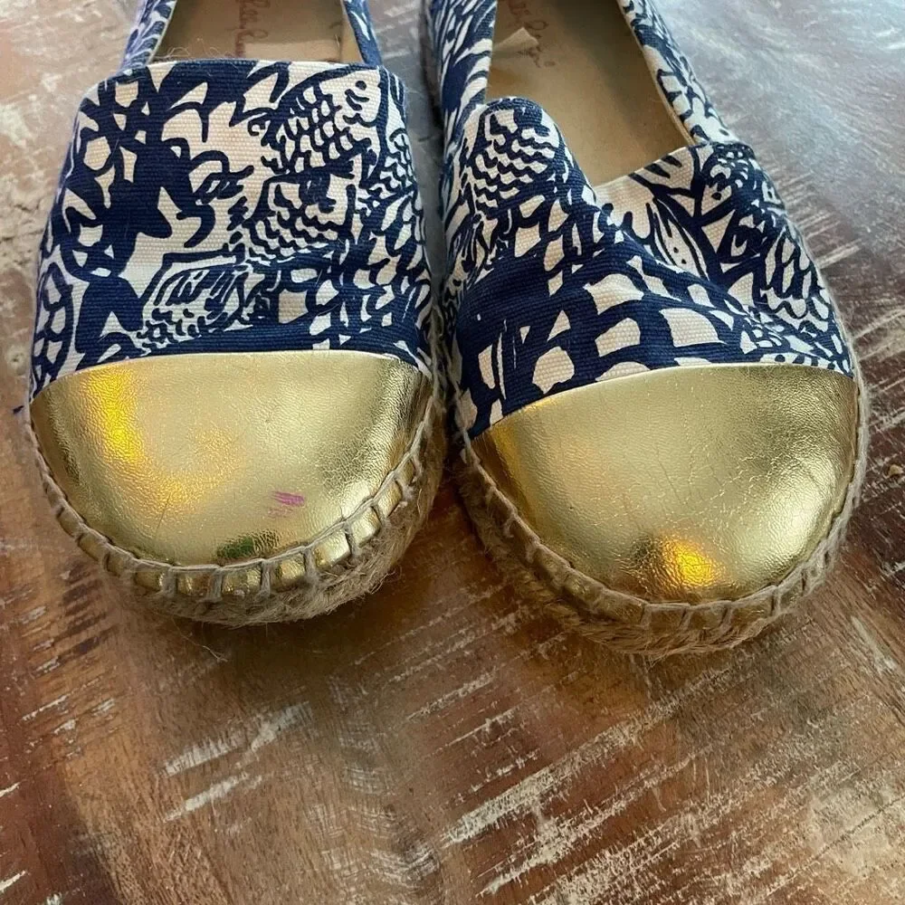 Lilly Pulitzer For Target Espadrilles Moccasin Shoes Sz 7 Fish Swim Upstream Pri